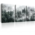 thumbnail image 1 of 3 Pieces Wall Decor Living Room Canvas Wall Art For Bedroom Office Decoration Foggy Forest Trees Scenery Wall Painting Landscape Wall Pictures Prints Artworks Ready To Hang Room Home Decor, 1 of 6