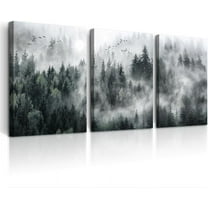 3 Pieces Wall Decor Living Room Canvas Wall Art For Bedroom Office Decoration Foggy Forest Trees Scenery Wall Painting Landscape Wall Pictures Prints Artworks Ready To Hang Room Home Decor