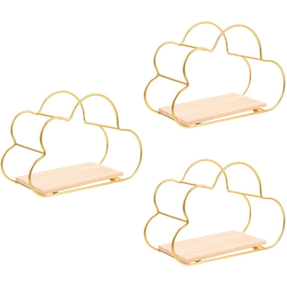 BEADCEST Nordic Style Golden Floating Shelf - and Space-Saving 3Pcs