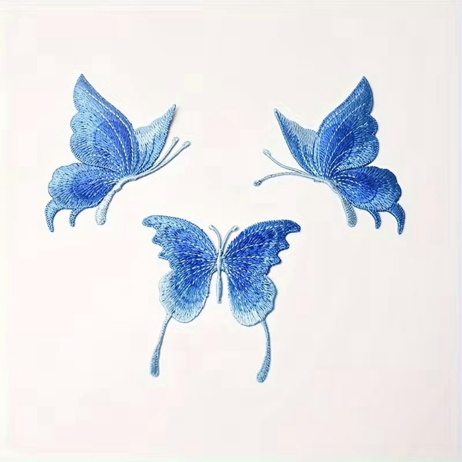 3 Pieces Water-Soluble Embroidered Butterfly Cloth Stickers - Decorative Patches for Crafting and DIY Projects