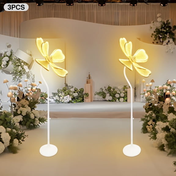 3 Pieces White 136-166cm/53.54-65.35in Height Creative Wedding LED Floor Lamp, Romantic Wedding Decoration Props for Wedding Christmas, Wedding Lights, Light Color: Warm