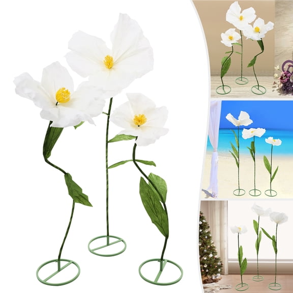 3 Pieces White Large Artificial Flower Decoration Free Standing Artificial Flower for Wedding Decoration