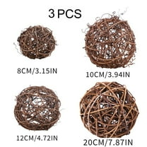 3 Pieces Wicker Dried Rattan Balls, 3 Inch Decorative Orbs Vase Fillers Wicker Ball Vase Filler for Wedding Party Christmas Decor