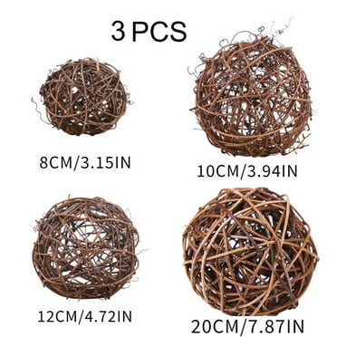 3 Pieces Wicker Dried Rattan Balls, 3 Inch Decorative Orbs Vase Fillers Wicker Ball Vase Filler for Wedding Party Christmas Decor