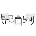 thumbnail image 1 of 3 Pieces Wicker Patio Set, Outdoor Rocking Chair Set with 2 Chairs and Beige Cushion, Balcony Porch Backyard Table and Chairs Set, 1 of 10