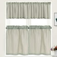 thumbnail image 1 of 3 Pieces Window Curtains and Valance Set, Rod Pocket Waffle Woven Textured Short Window Curtain, 1 of 8