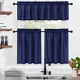 thumbnail image 1 of 3 Pieces Window Curtains and Valance Set, Rod Pocket Waffle Woven Textured Short Window Curtain, 1 of 7