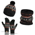 thumbnail image 1 of ZQUUVOU 3-Pieces Winter Hat Gloves Scarf Set, Knit Warm Beanie Hat Neck Warmer Black, 1 of 3
