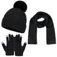 thumbnail image 1 of 3-Pieces Winter Hat Neck Warmer Touchscreen Gloves Set Knit Thick Scarf Beanie Hats Scarves Set Gifts for Women Merry Christmas! （One Size), 1 of 5