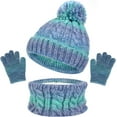 thumbnail image 1 of 3 Pieces Winter Hat Scarf Glove Set for Kids,Fleece Lined Beanie with Pom Pom,Touchscreen Gloves Knit Scarf for Cold Weather, 1 of 9