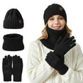 thumbnail image 1 of 3 Pieces Winter Hats for Women Scarf Gloves Set Christmas Gift for Her Black One Size, 1 of 4