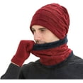 thumbnail image 1 of 3 Pieces Winter Warm Hat Scarf Glove Set Knit Thick Beanie Scarves Cap for Men, 1 of 5
