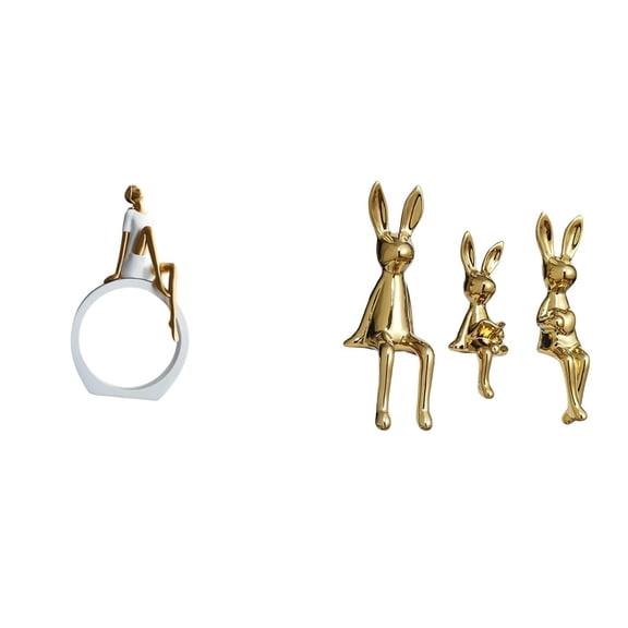 3 Pieces Women Figurine Sculpture Sitting Statue Ornament Resin Construction for Bedroom Tabletop Display