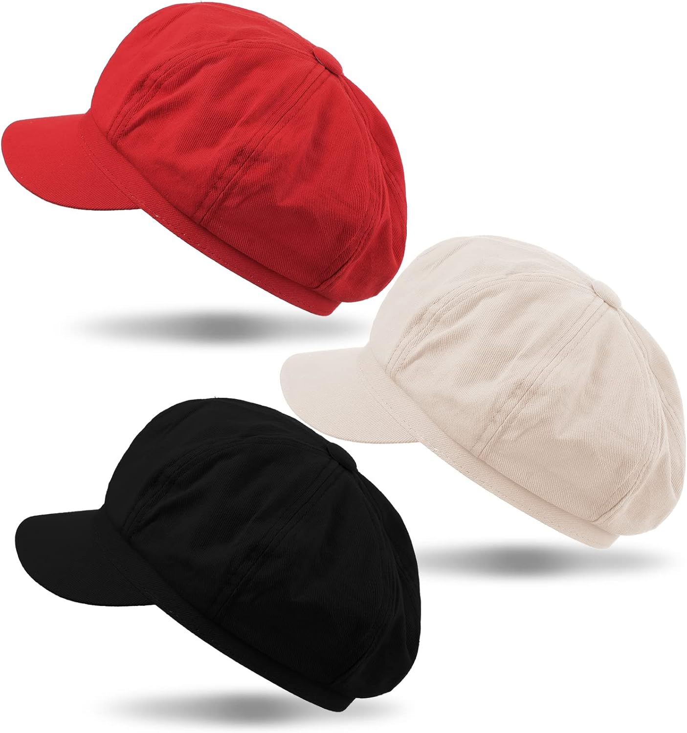 3 Pieces Newsboy Cap Adjustable Visor Beret Soft 8 Panel Vintage Cabbie Hat 3-Piece Women Newsboy Cap Set | Adjustable Visor Beret Hats  main image 4