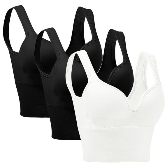 3 Pieces Womens Sports Bra No Wire Comfort Sleep Bra Plus Size Workout Activity Bras With Non Removable Pads Shaping Bra