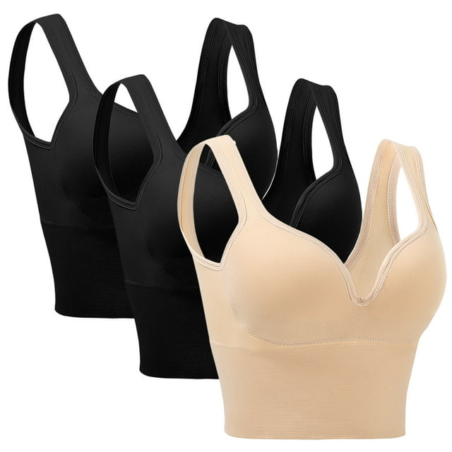 3 Pieces Womens Sports Bra No Wire Comfort Sleep Bra Plus Size Workout Activity Bras With Non