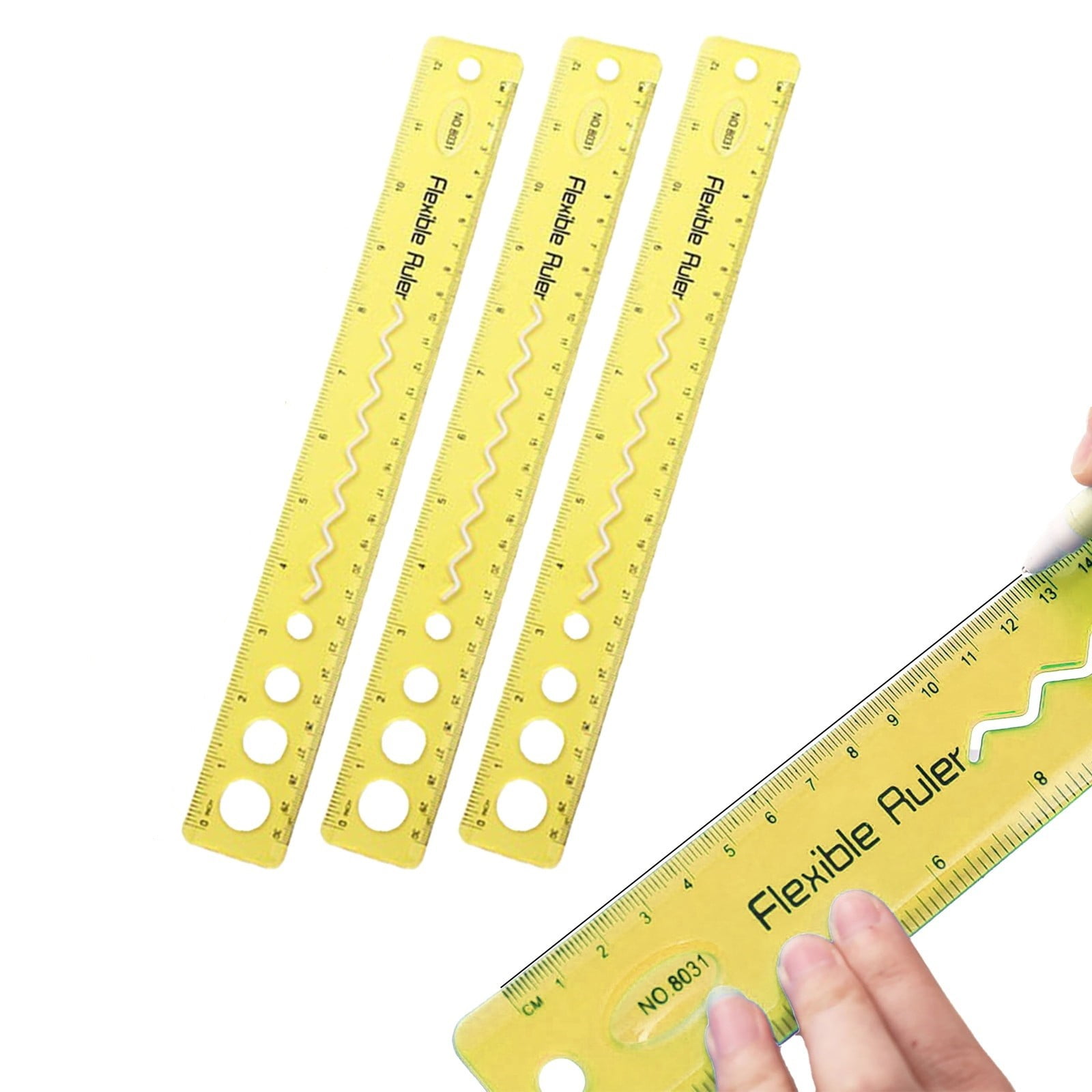 3 Pieces Of Yellow Soft Ruler Student Stationery|3PCS For Kids Student ...