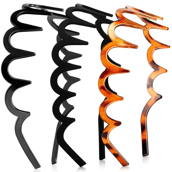 3 Pieces Zig Zag Headbands Comb Zigzag Plastic Hoop U Shaped Shark Tooth Hair Bands Black Zag Hairbands Wave Shape Plastic Hair Band for Women Girls Hair Accessory Styling