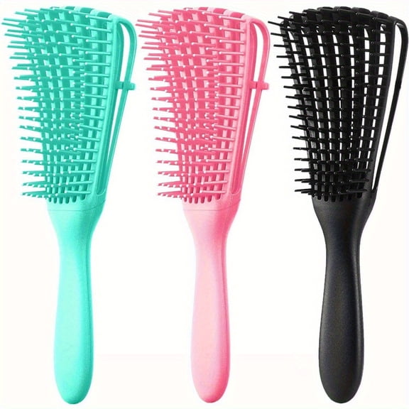 3 Pieces detangling hair brushes suitable for curly thick hair, designed for African American/African hair textures from 3a to 4c.Kinky Wavy/Wet/Dry/Oil/Thick/Long Hair, Knots Detangler Easy to Clean