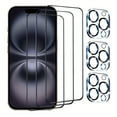 thumbnail image 1 of 3 Pieces for iPhone 12/13/14/15/16 Pro Max Screen Protector with 3-Pack Camera Lens Tempered Glass Protector, HD Transparent 9H Hardness Glass Film Full Coverage, Anti-Scratch, Anti-Bubble, 1 of 6