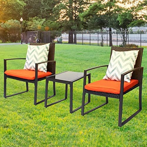 3 Pieces outfitter Wicker Patio Furniture Sets Modern Bistro Set Rattan Chair Conversation Sets with Yard and Bistro Coffee Table - image 1 of 8