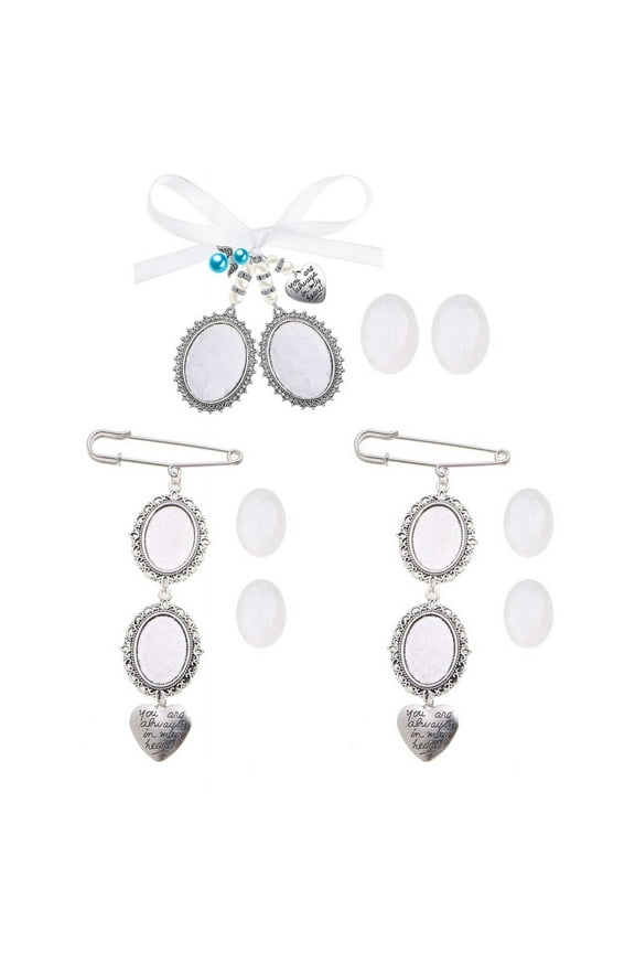 3 Pieces/set Personalized Picture for Image Frame Brooches Pins Lacy Oval Bridal Charm European Pin Brooch For Family Fr