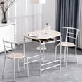 thumbnail image 1 of 3 Piecs Kitchen Table Set, Dining Set Table and 2 Chairs with Metal Frame and Wine Rack, Compact Size Bar Table and Chairs Set for Apartment Kitchen Bistro Breakfast Nook Dining Room, White JA1071, 1 of 9