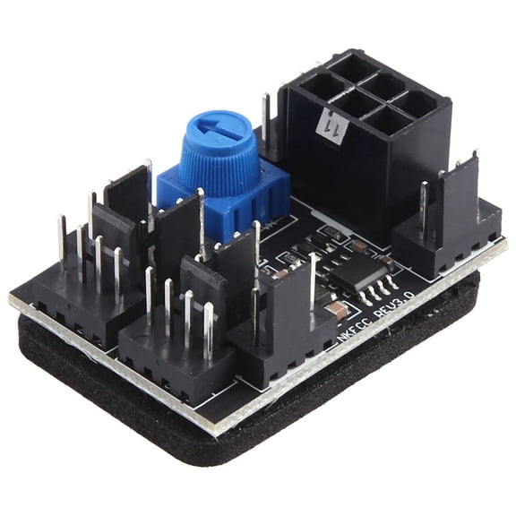 3-Pin 4-Pin Fan Adapter PWM PC Case Cooling Fan Hub 8-Way Splitter 12V Speed Controller with 6-Pin Power Port,1 x fan hub,black