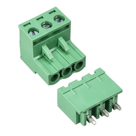 3 Pin 5.08mm Pitch Male Female PCB Screw Terminal Block 5Sets
