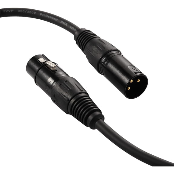 3 Pin to 5 Pin DMX Adapter (3 Pin Male to 5 Pin Female) Signal XLR DMX 3-Pin-to-5-Pin Wire for Stage Lighting Microphone Adapter, 110 Ohms Impedance, Black, 6 Inches Each, Pack of 2