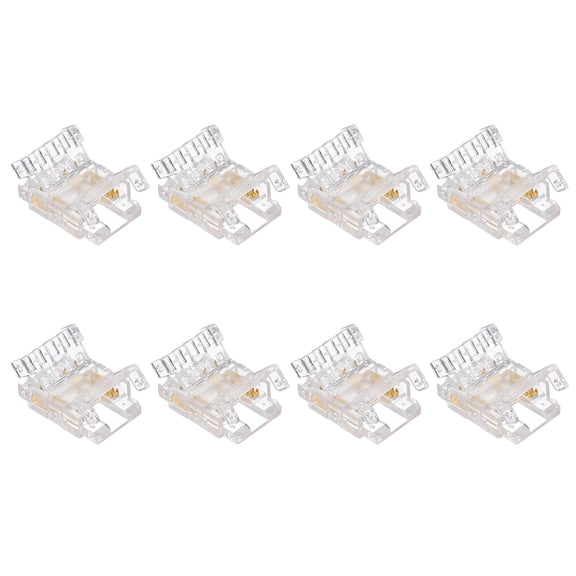 3 Pin COB LED Strip Connector Fit 10mm Strip-to-Wire 8Pcs 0.7x0.4", LED Strip Light Connector Solderless Terminal Extension for CCT DIY Cabinet Shelf RV Lighting Accessories, Clear