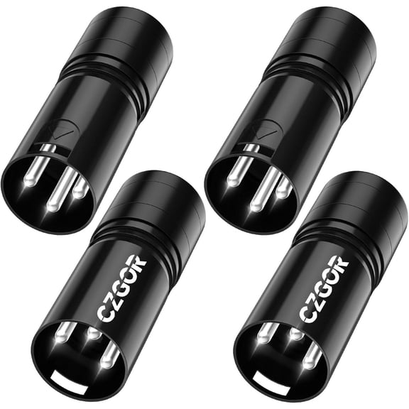 3-Pin DMX Terminator 4 Pack, 120 Ohm XLR Terminators, 3 Pin Male Optimal Signal Termination Resistor Lighting Accessories for Stage Par Lights XLR Audio Systems DJ Light Party, Black