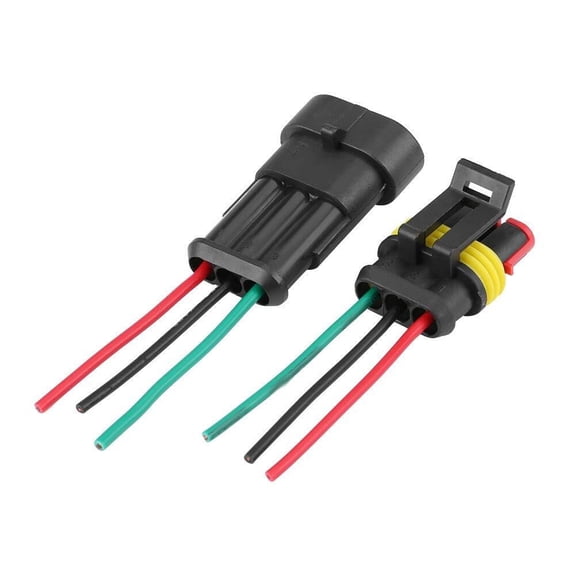 3 Pin Way Sealed Auto Electrical Connector Plug Socket Kit - 5 Sets, Waterproof, Durable, Easy Installation for Automobile and Motorcycle Use