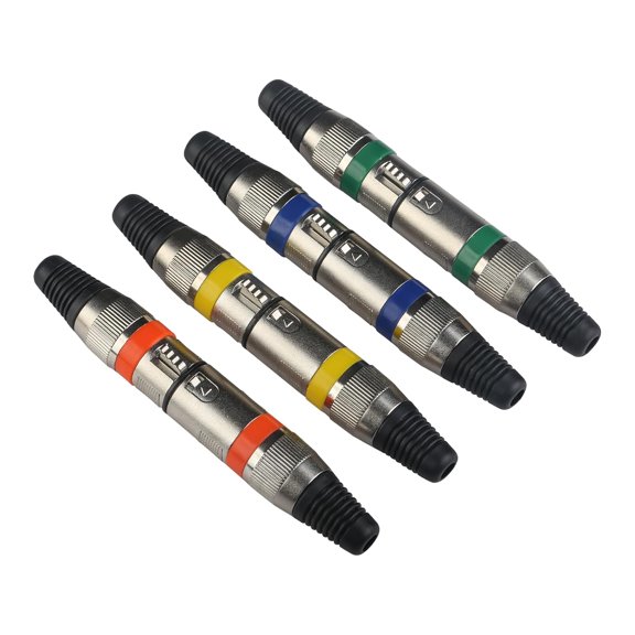 3-Pin XLR Cable Connector Male and Female for DMX Signal Wire or Audio Mixer Microphone Connector (Metal Shell 4 Sets 4 Colors)