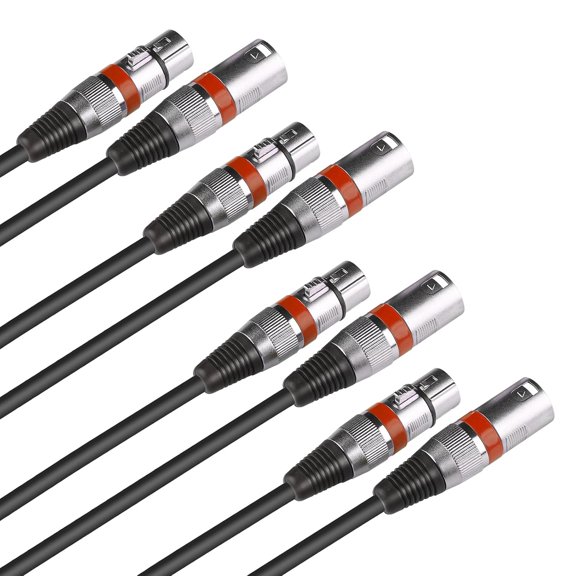 3-Pin XLR Cable Connector Male and Female for DMX Signal Wire or Audio Mixer Microphone Connector (Metal Shell 4 Sets Red)