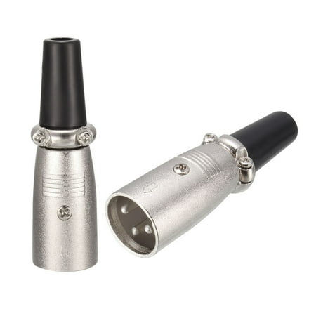 3-Pin XLR Male Connector For Microphone Mic Cable Plug Connector Mic Audio Socket, 2pcs