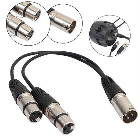 3-Pin XLR Male To Dual XLR Female Y Splitter Audio Adapter Cable For Microphone
