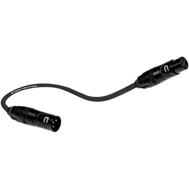 3-Pin XLR Male to Female Balanced - 0.5 Ft Black - XLR/M to XLR/F Cable