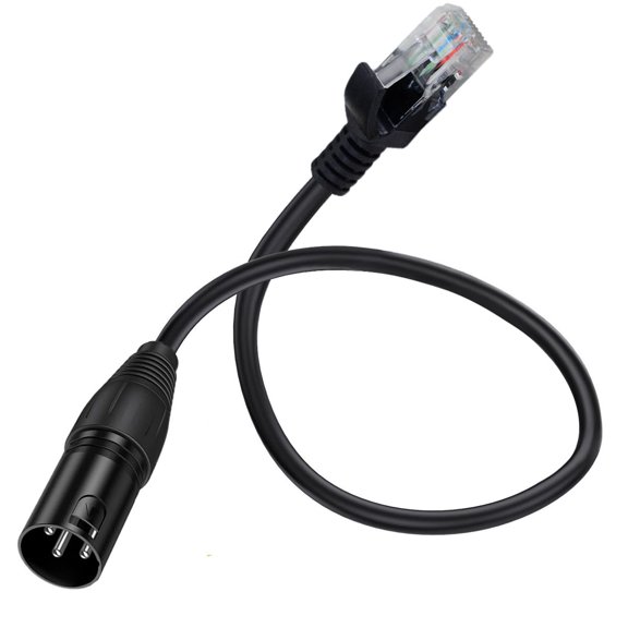 3 Pin XLR to RJ45 Cable, Female to Male Adapter, XL R DMX Converter for Speaker,Mixers,Amplifier,Microphone,Equalizer,Camera,DMX Stage Lighting(30cm) (RJ45 Male to XLR Male)