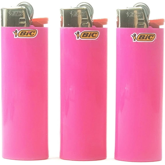 3 Pink Bic Lighters Regular Size