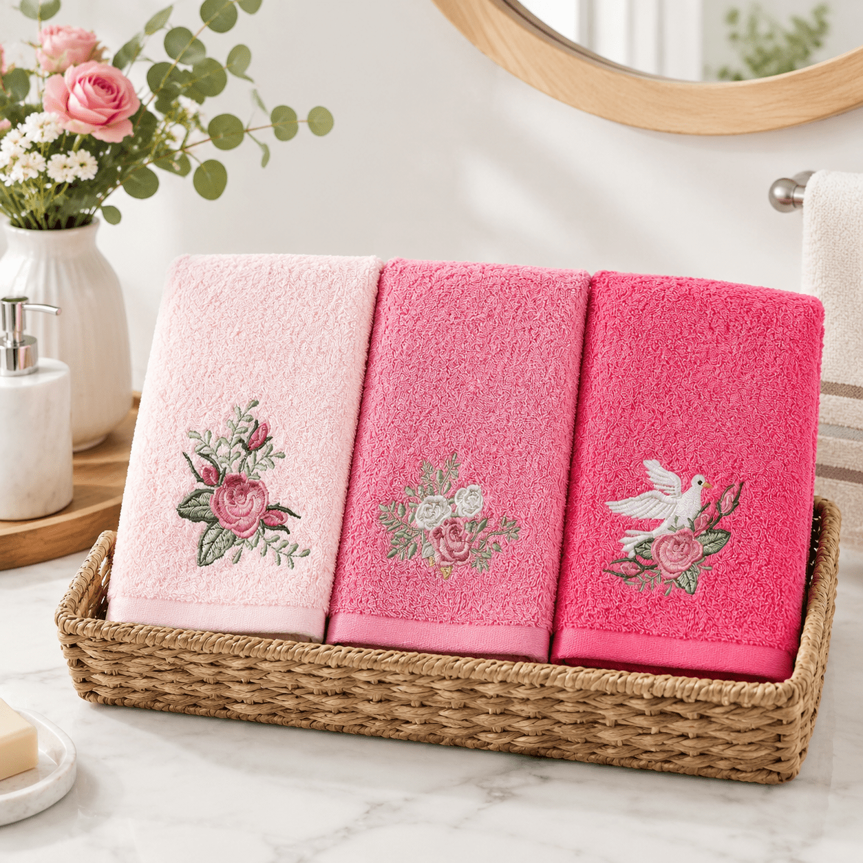 Spring Flower Simpl 3 Pink Rose Flhand Towels Spring Flower Bath - Walmart.com