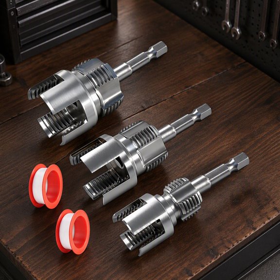 3 Pipe Tapping and Threading Tool Set, Drill- Internal/External Threading Kit for 1/2" 3/4" 1" PVC Plastic Pipes