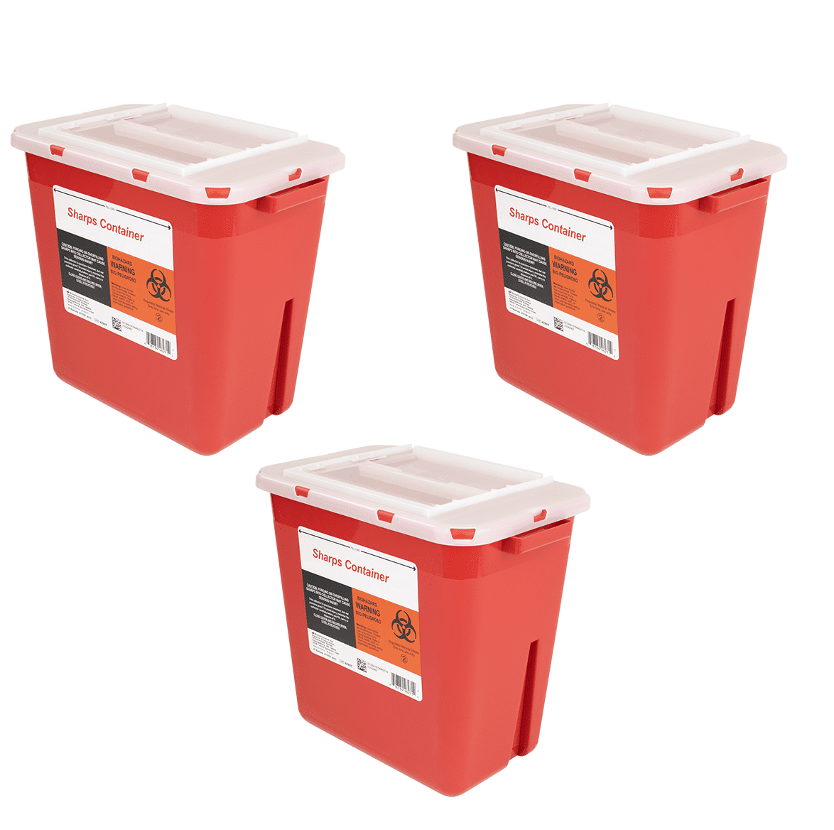 3/Pk Biohazard Sharps Container 2 Gallon Professional Medical Durable