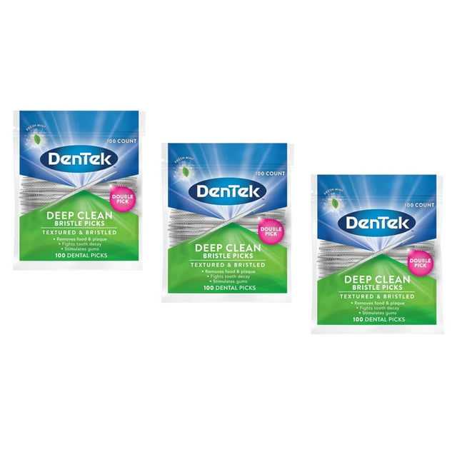 DenTek 3 Pk Deep Clean Mint Dental Picks, Tooth Mouth Teeth Travel