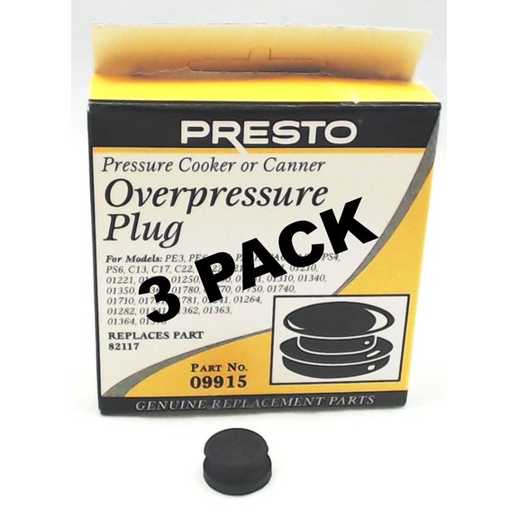 3 Pk, Presto Pressure Cooker Overpressure Plug 09915