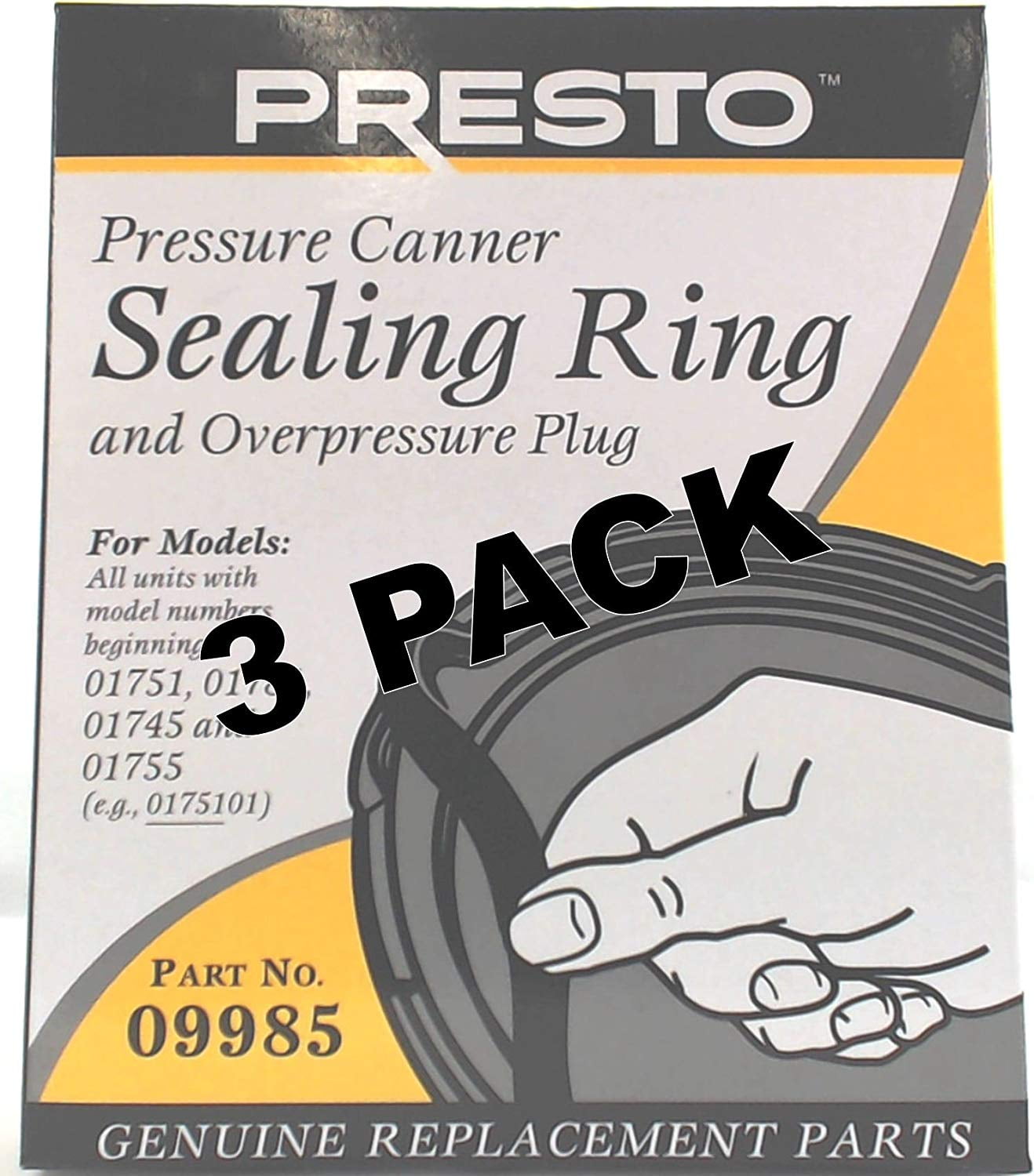3 Pk, Presto Pressure Cooker Sealing Ring 09985, Order Will Include Three Pieces! By Seneca River Trading