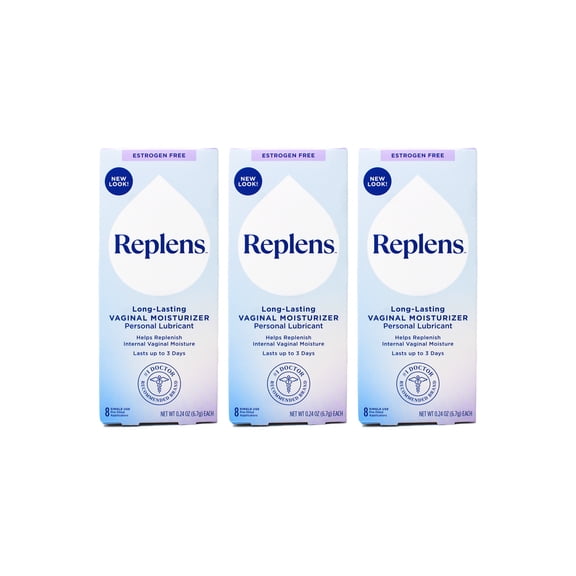 3 Pk Replens Long Lasting Vaginal Moisturizer 8 Prefilled Disposable Applicators