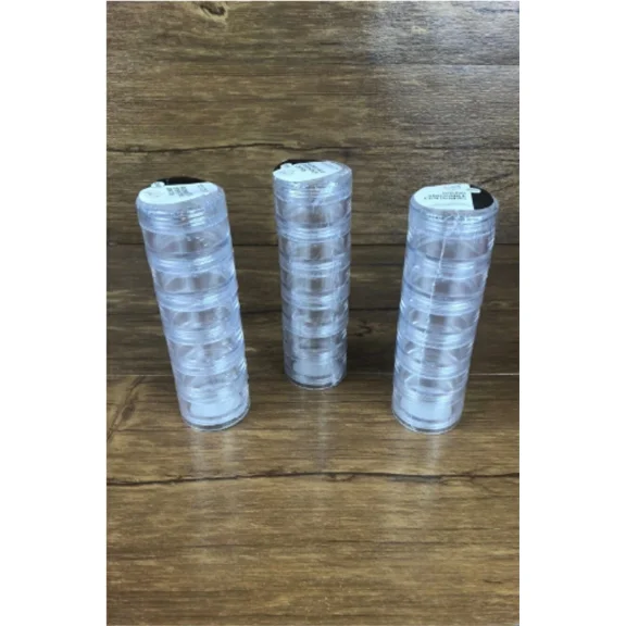 3 Pk Round Clear Stackable Container Craft Storage Paint Beads Pins Home Nails