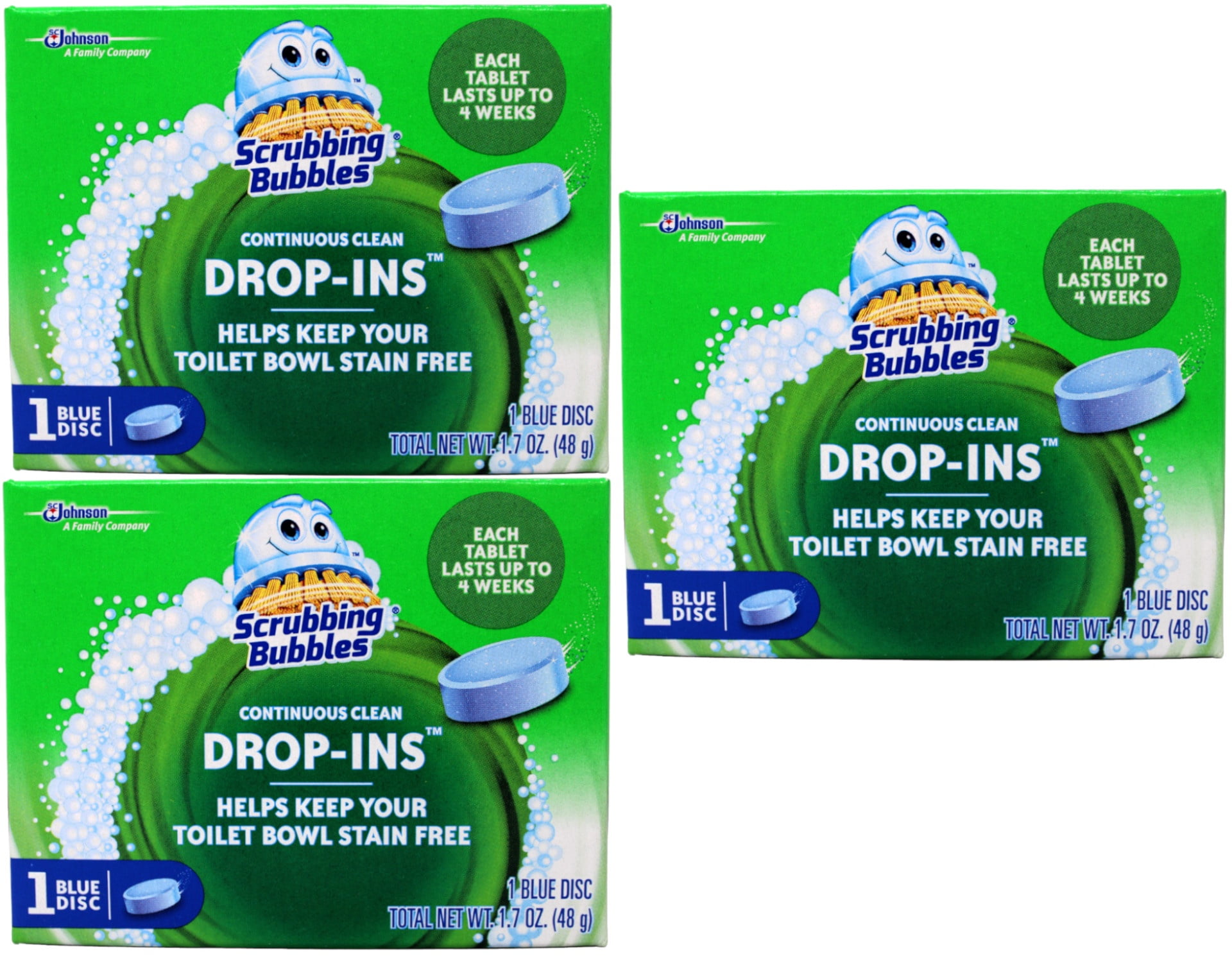 3 Pk Scrubbing Bubbles Continuous Clean Drop-Ins, Toilet Cleaner Tablets, 1 Disc