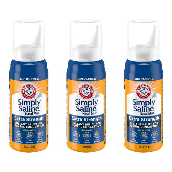 3 Pk Simply Saline Nasal Mist Extra Strength for Severe Congestion 1.5 Ounces Ea
